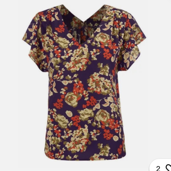 CAbi A La Mode Floral Ruffle Sleeve Blouse excellent condition. Size S - Picture 5 of 7